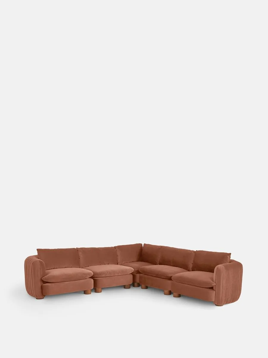 Vivienne Modular Corner Sofa, Velvet Antique Rose