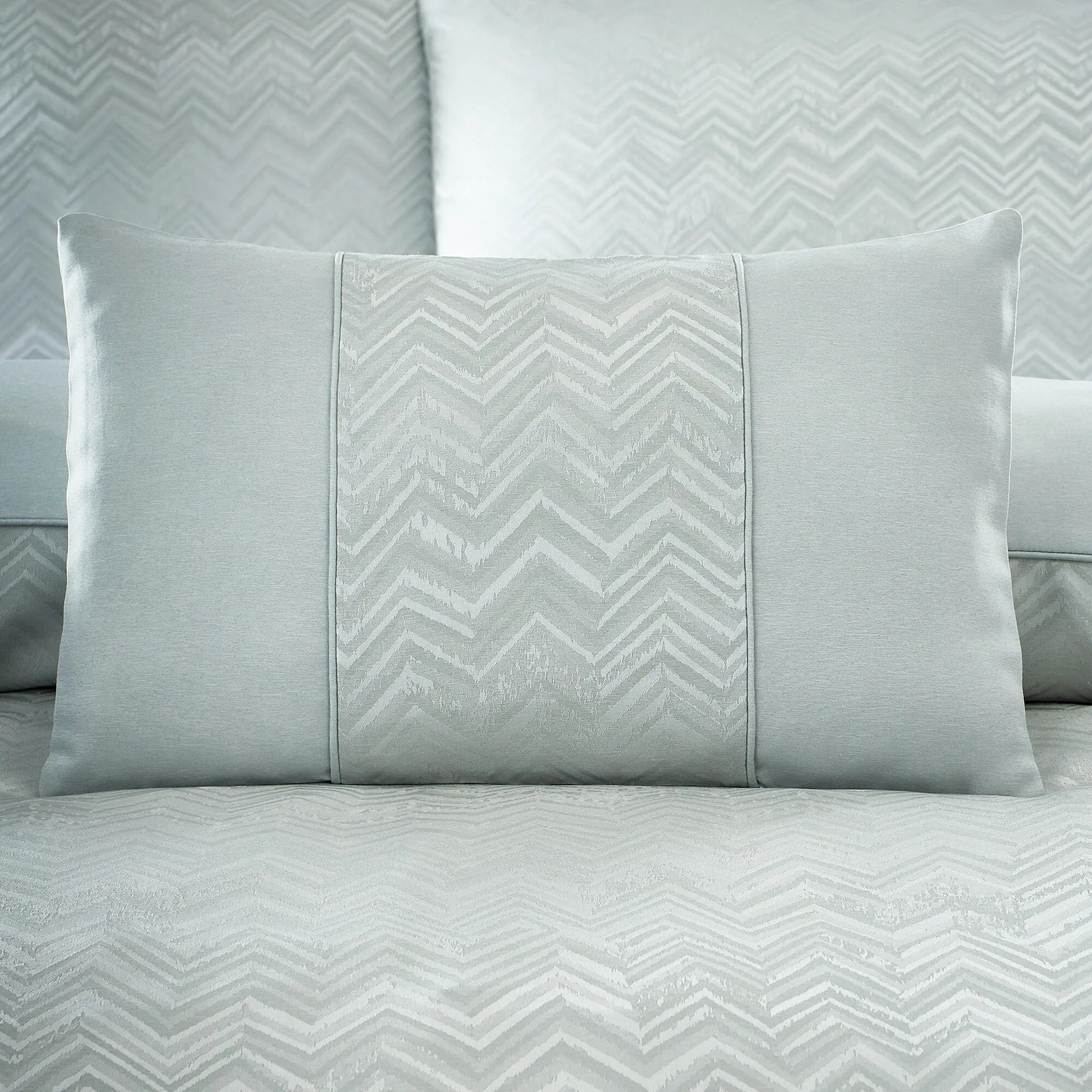 Portfolio Home Antibes Chevron Waves Filled Boudoir Cushion Pillow 32 x 50cm in Silver
