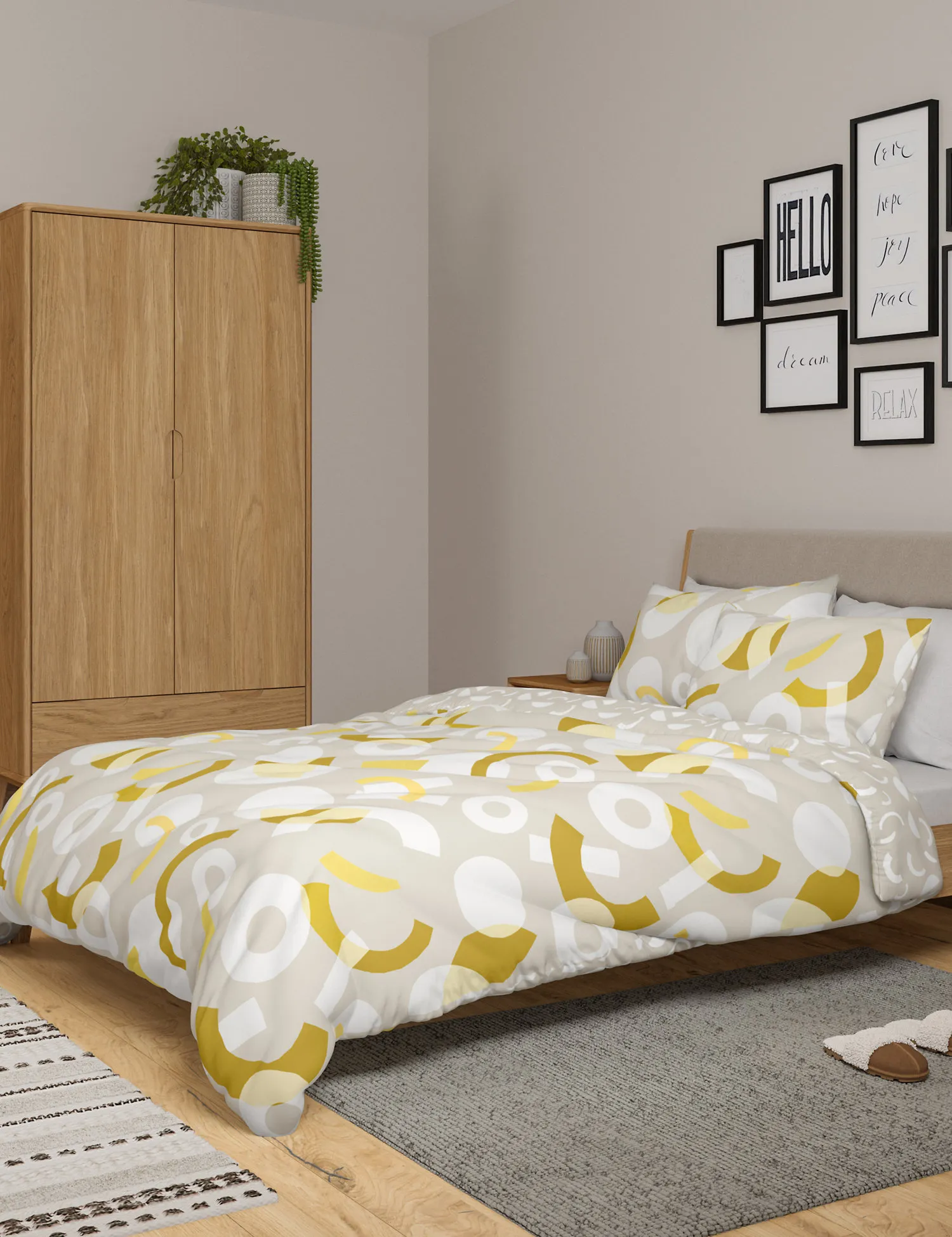 M&S Pure Cotton Geometric Bedding Set