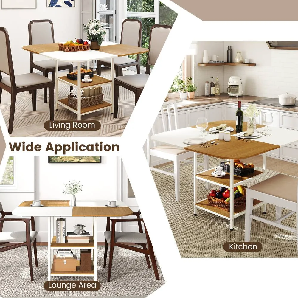 Costway 120 cm Modern Dining Table with Mix-colored Tabletop in Khaki 2