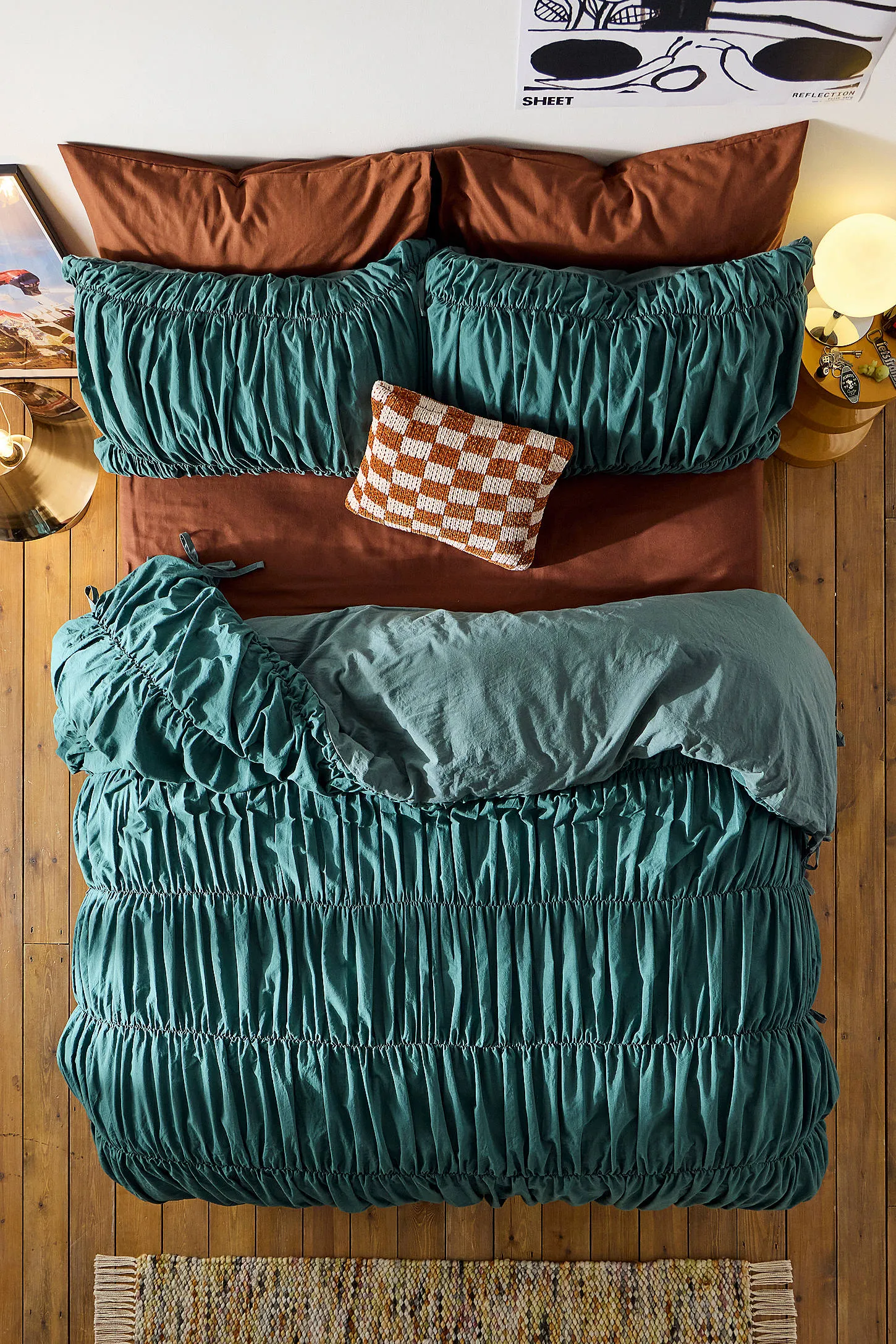 Cinched Duvet Set - Teal 1