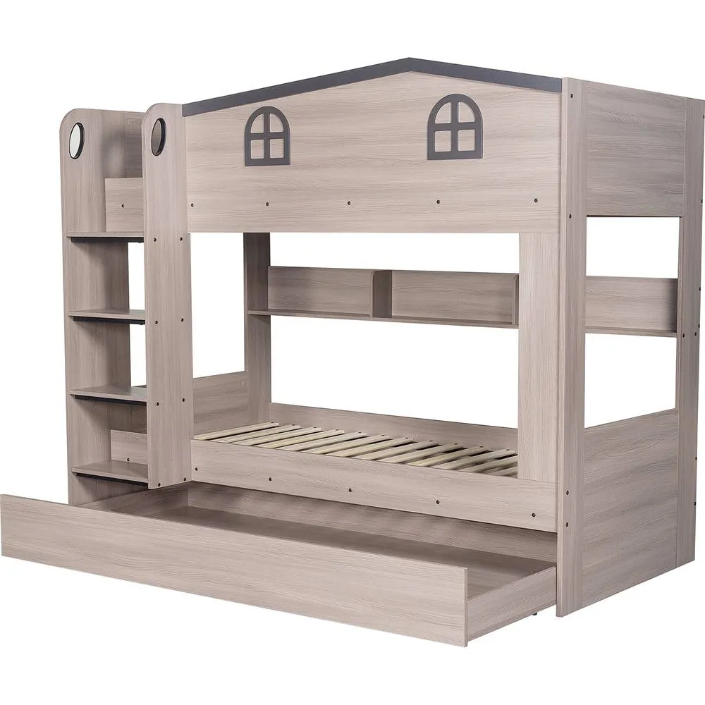 Seconique Hector Bunk Bed & Trundle Set in Grey 6