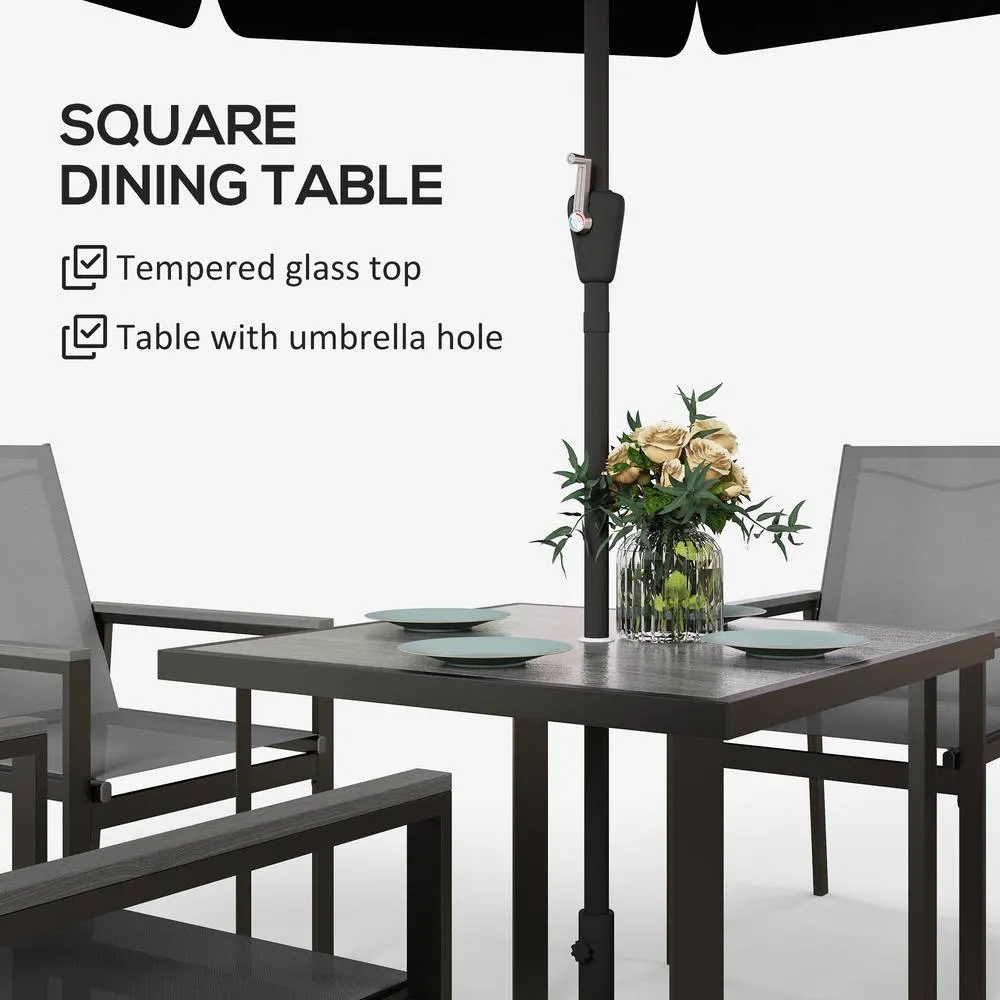 OUTSUNNY 5 Pieces Outdoor Dining Table & 4 Armchairs, Garden Dining Set, Grey 6