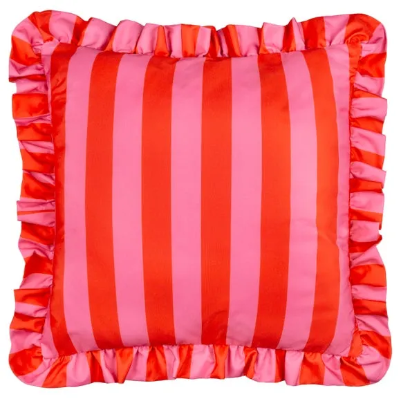 Palm Royale Stripe Ruffle Outdoor Square Cushion 1