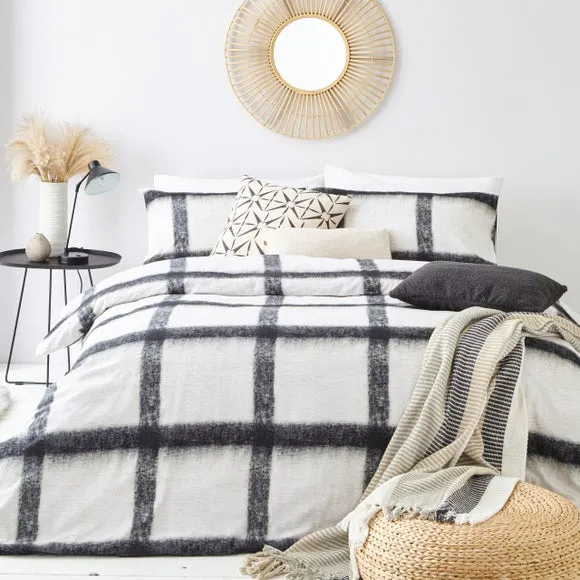 Yard Faux Mohair Stripe Navy 100% Cotton Duvet Cover & Pillowcase Set