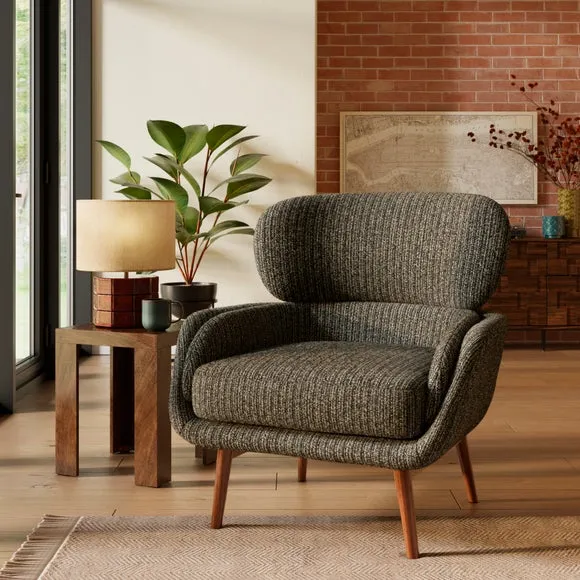 Pelham Woolly Boucle Striped Wing Armchair