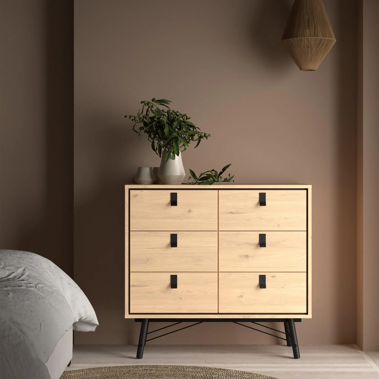 Furniture To Go Ry Double Chest of Drawers 6 Drawers in Light Oak 6