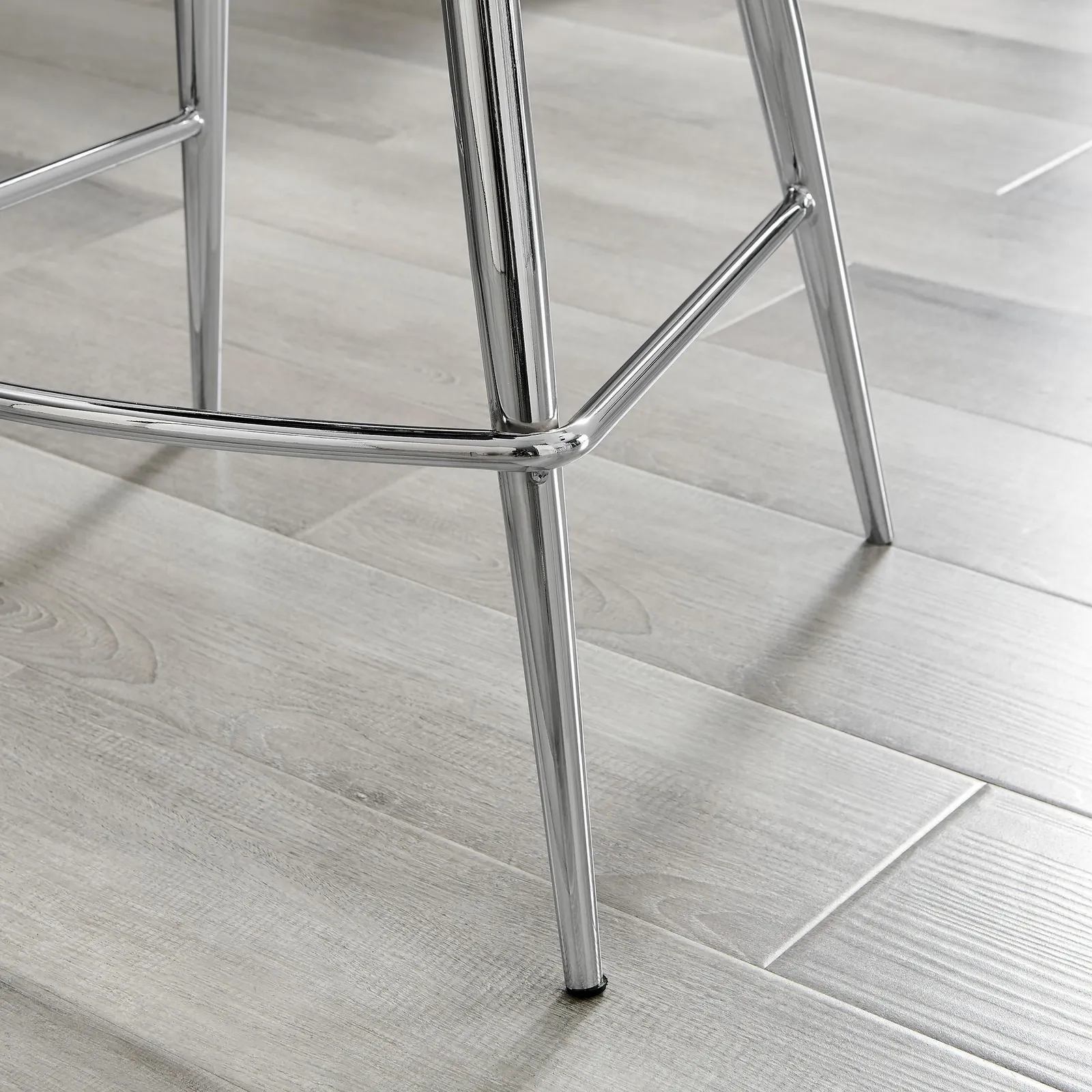 FurnitureboxUK Pesaro Set of 2 Velvet Silver Legs Counter Stools in Grey 5
