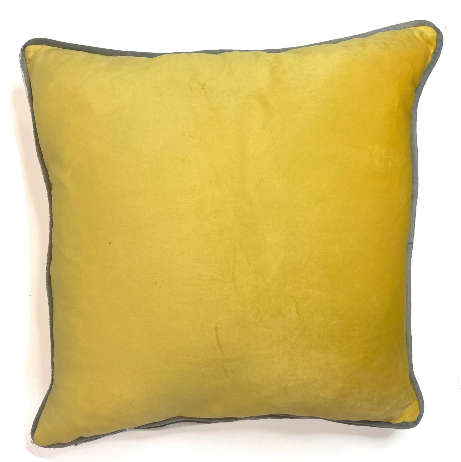 Rapport Home Piped Velvet Polyester Cushion Cover in Mustard 1
