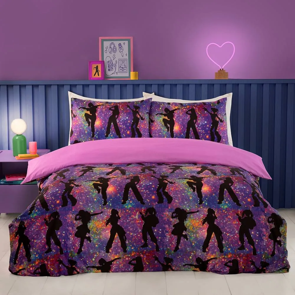 Rapport Home Dream Pop Microfibre Reversible Duvet Cover Set with Pillowcases in Pink