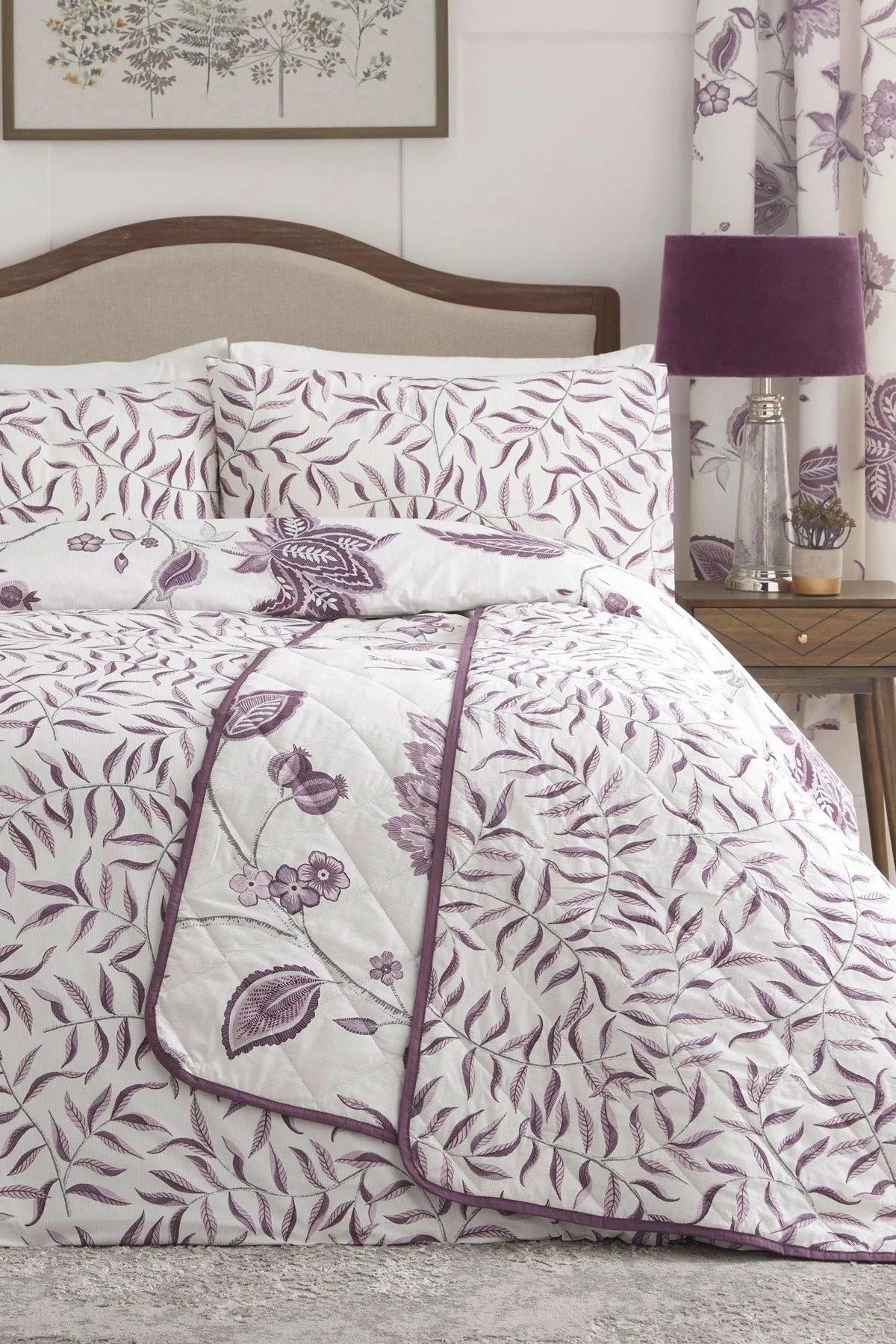 Dreams & Drapes 'Samira' Richly Illustrated Floral Print Duvet Cover Set in Plum 5