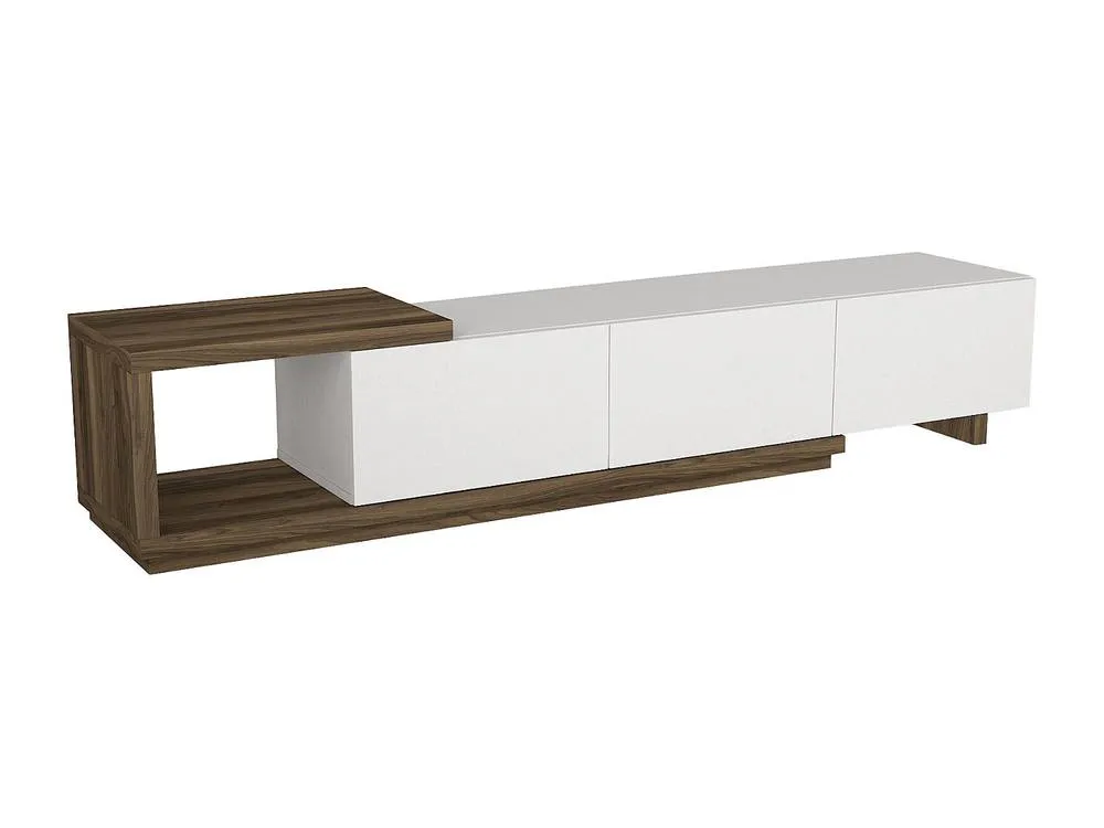 Vente-unique TV Stand With 3 Drawers & 1 Open Compartment - White & Natural in Light Oak 5