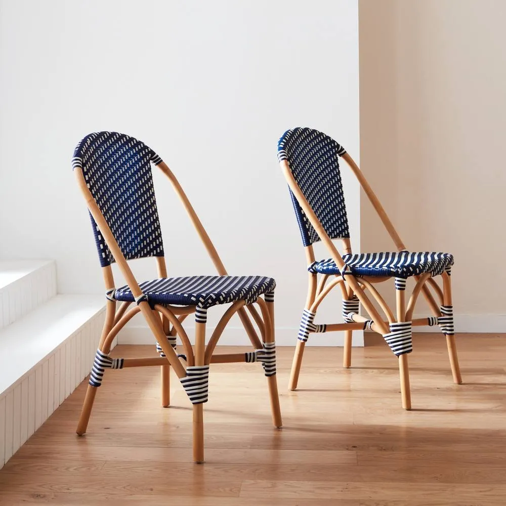 sweeek Pair Of Rattan Bistro Chairs & Polyrattan in Blue 4