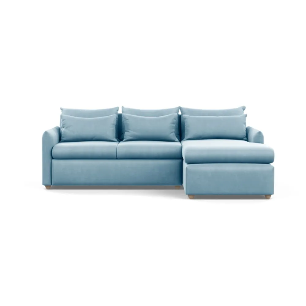 Heal's Pillow Medium Right Hand Corner Chaise Sofa Bed Varese Velvet Sky