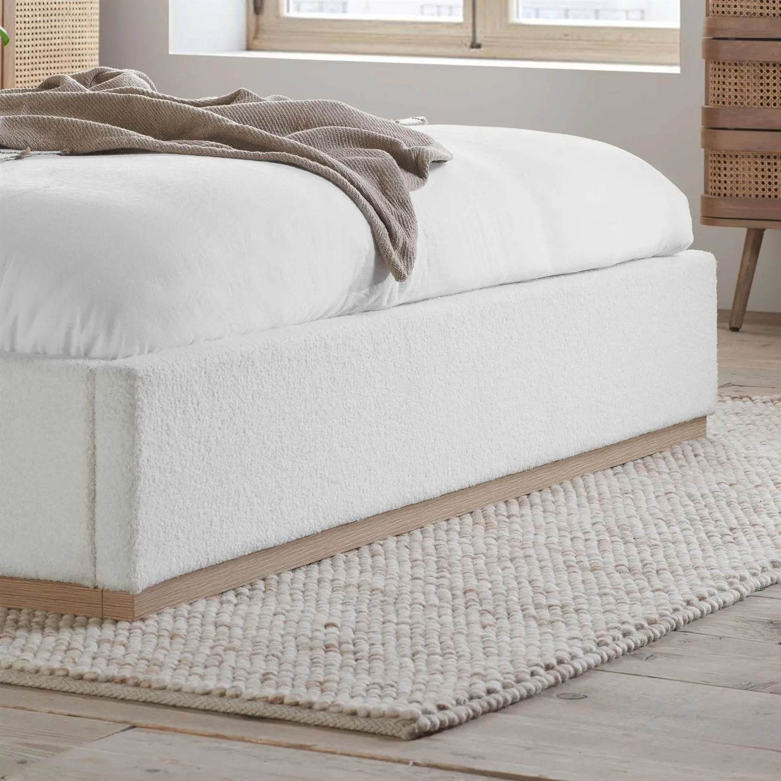 Birlea Double Bed Frame White Boucle Eve Fabric 4FT6 135cm 6