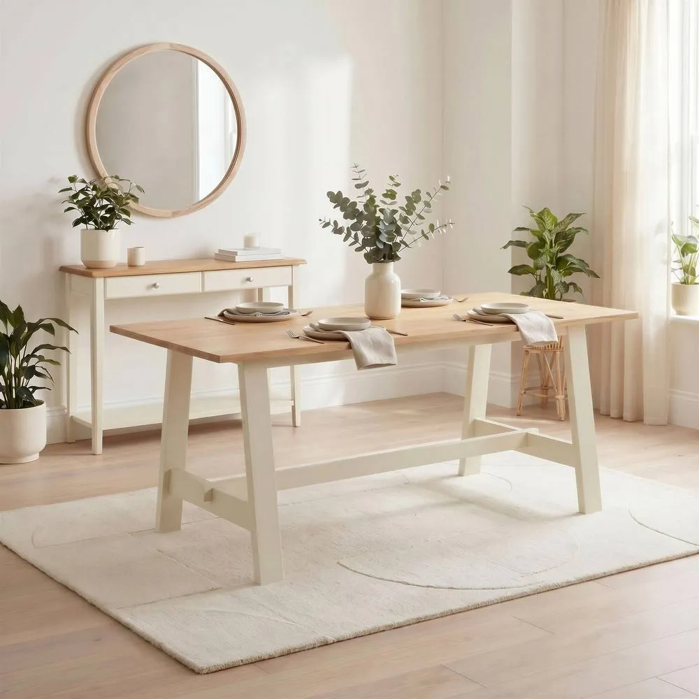 FurnitureboxUK Blakeney Wood Dining Table & 2 Benches in Light Oak 2