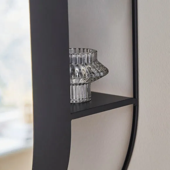 New York Oval Wall Mirror with Shelves 2