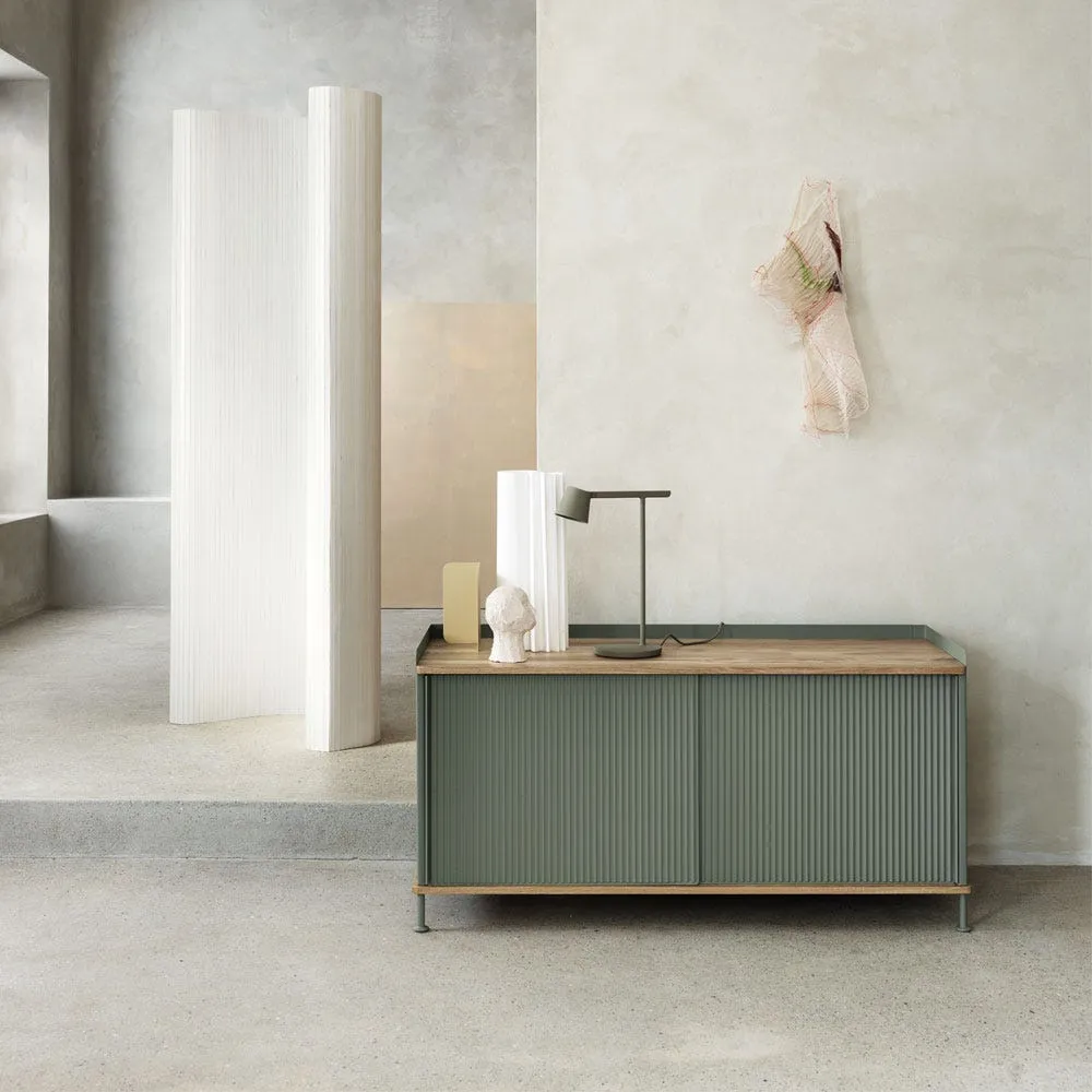 Muuto Enfold Low Sideboard Dusty Green and Oak 4
