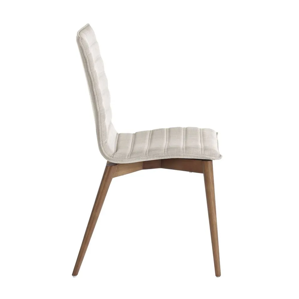 Angel Cerda Grey Fabric Dining Chair with Walnut Legs in Light Grey 6