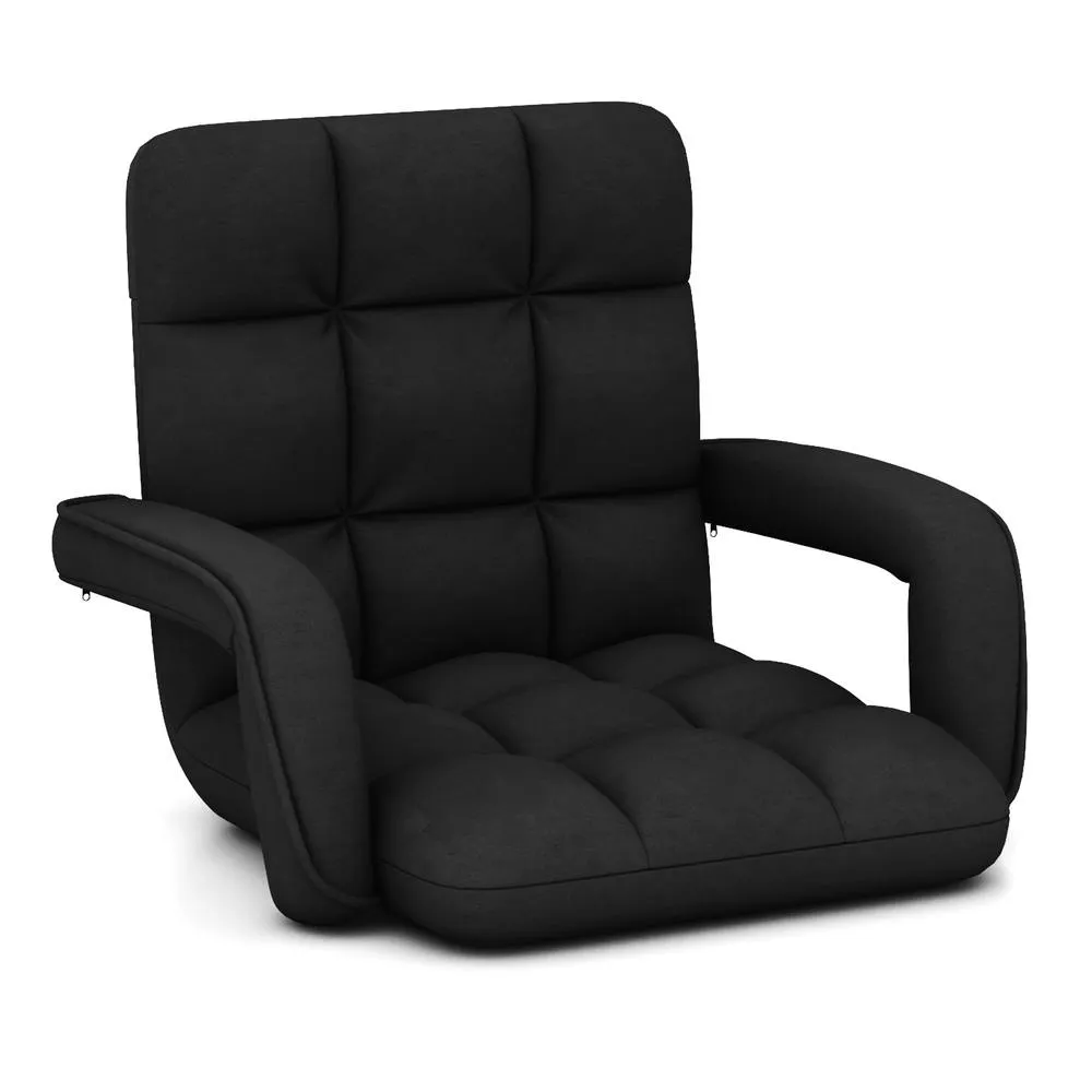 Costway Padded Floor Gaming Chair 6-Position Adjustable Lazy Sofa Chair in Black 2