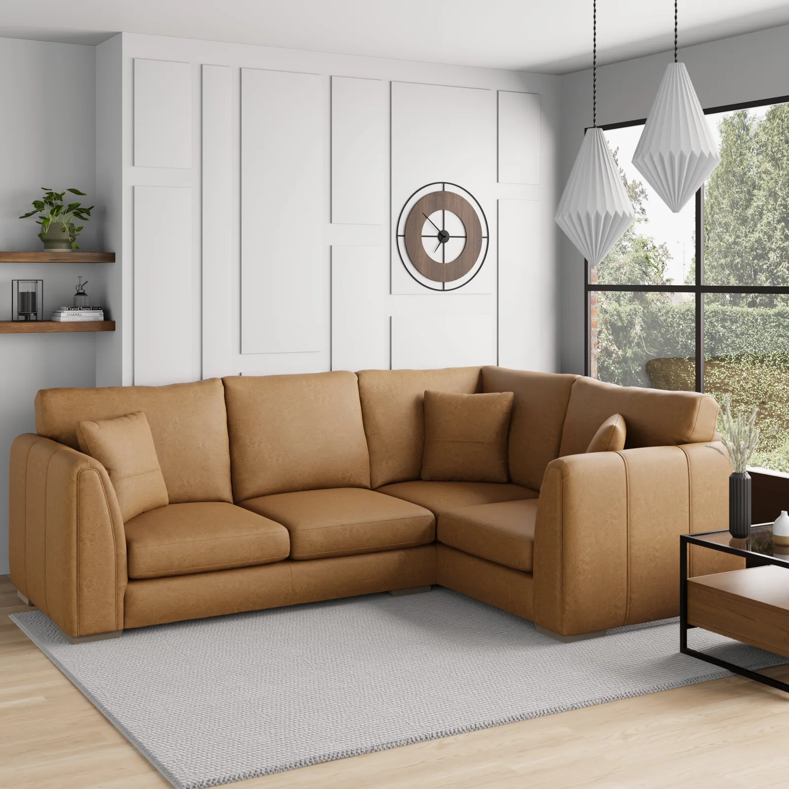 Austin Faux Leather Corner Sofa Brown