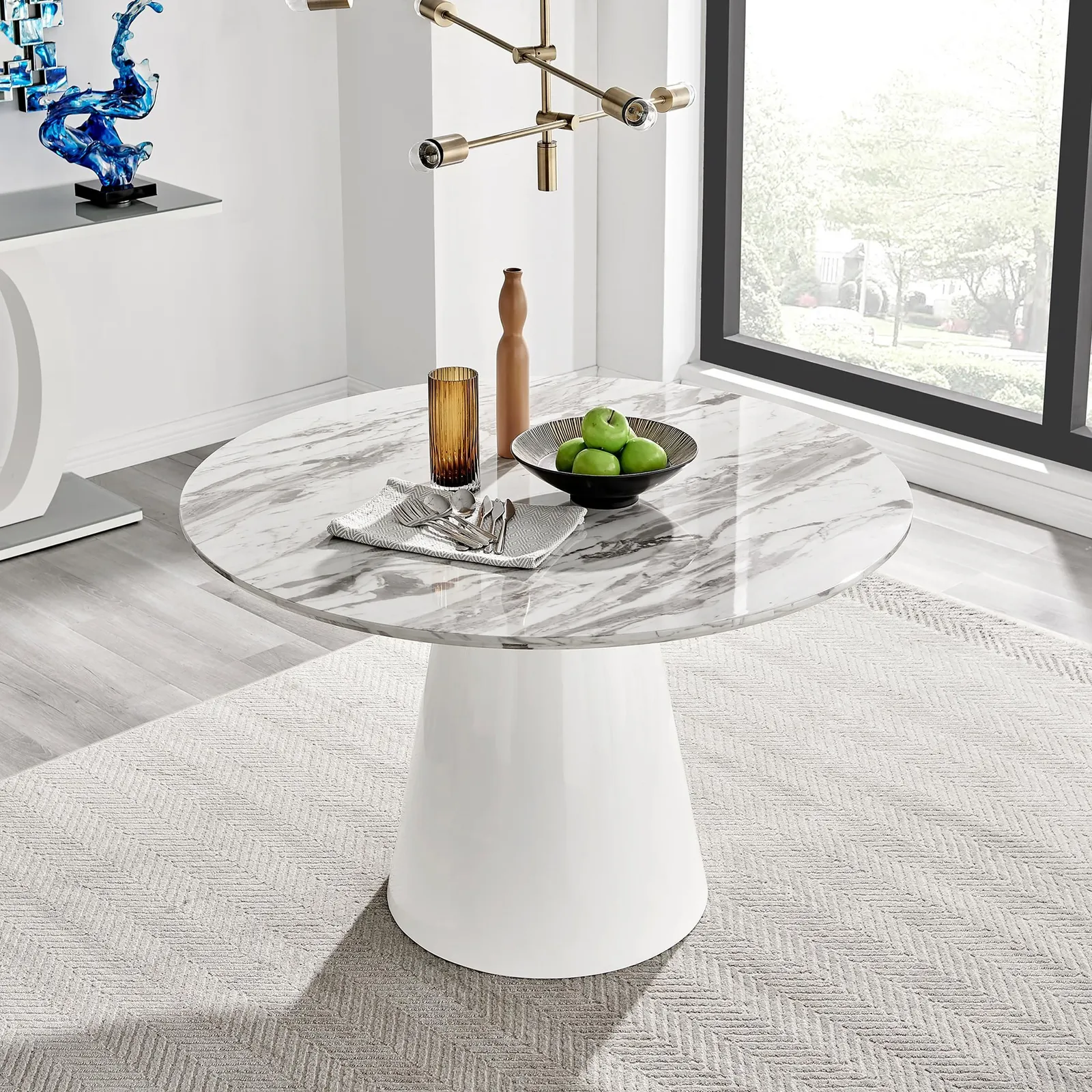 FurnitureboxUK Palma 120cm 6-Seater Round Pedestal Dining Table In Multiple Finishes in Off-White