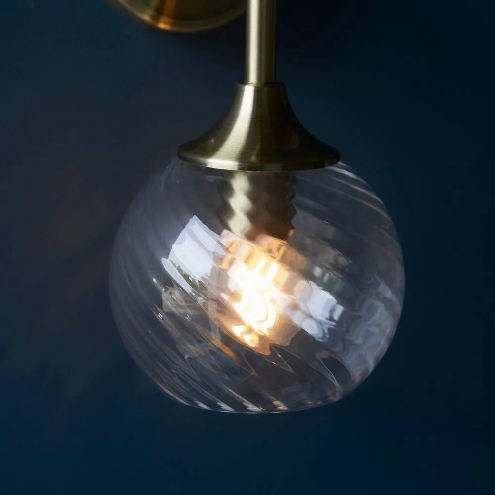 Netlighting Allegra Glass Shade Wall Lamp with Shade Antique Brass in Gold 5