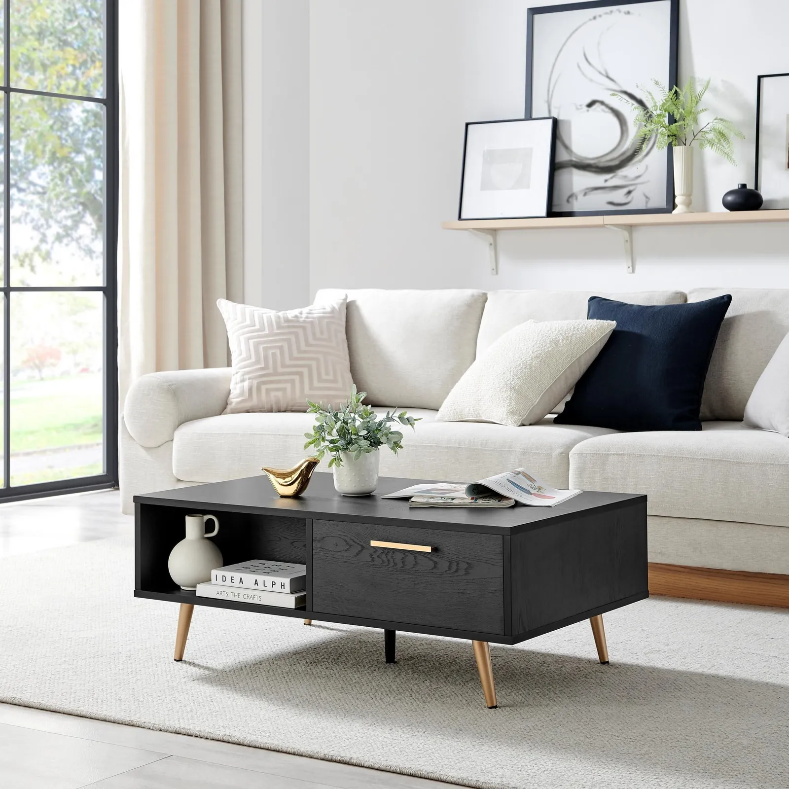 FurnitureboxUK Ivala Black & Copper Effect Storage Coffee Table