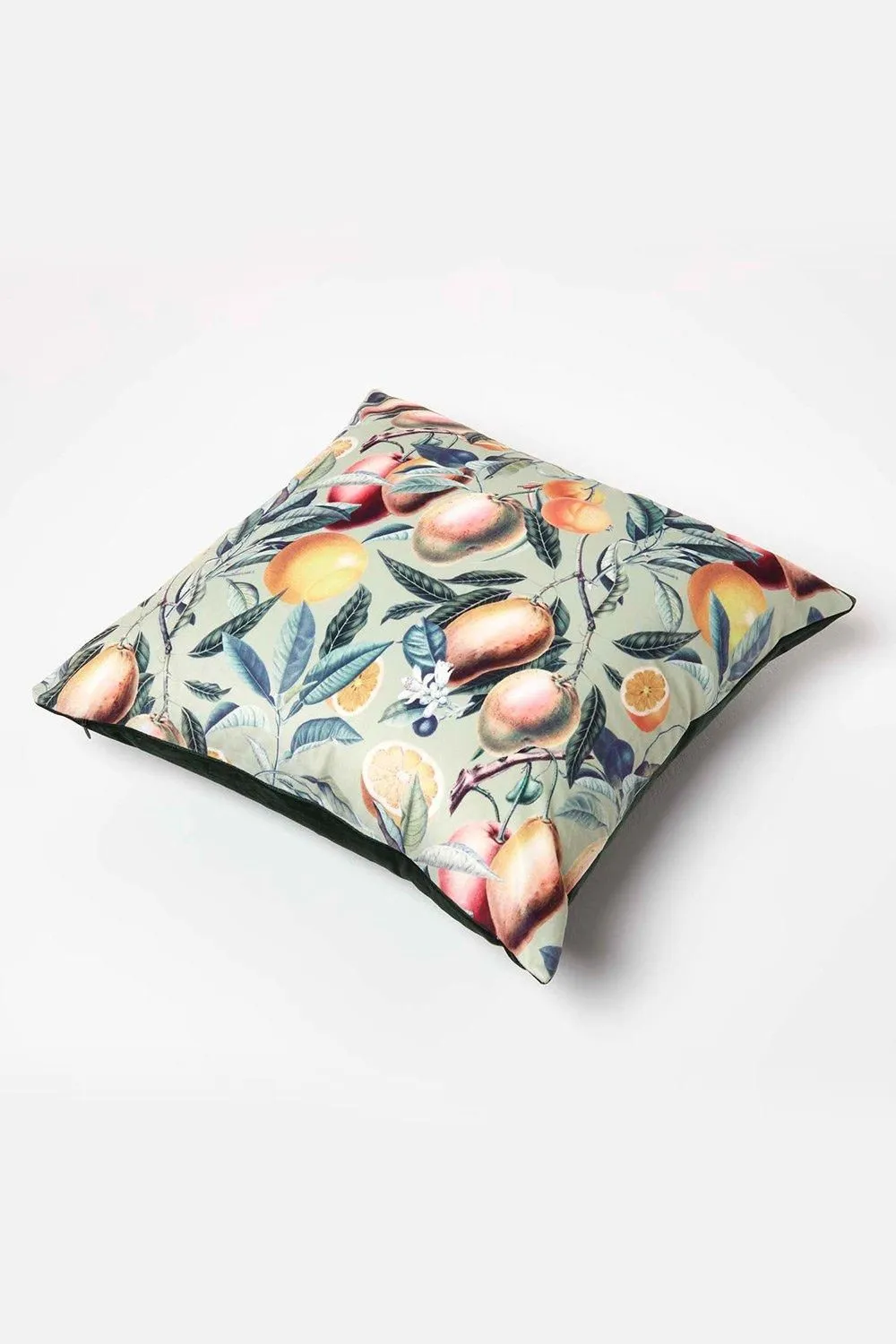 Homescapes Mango Tree Green Filled Velvet Cushion 46 x 46 cm 5