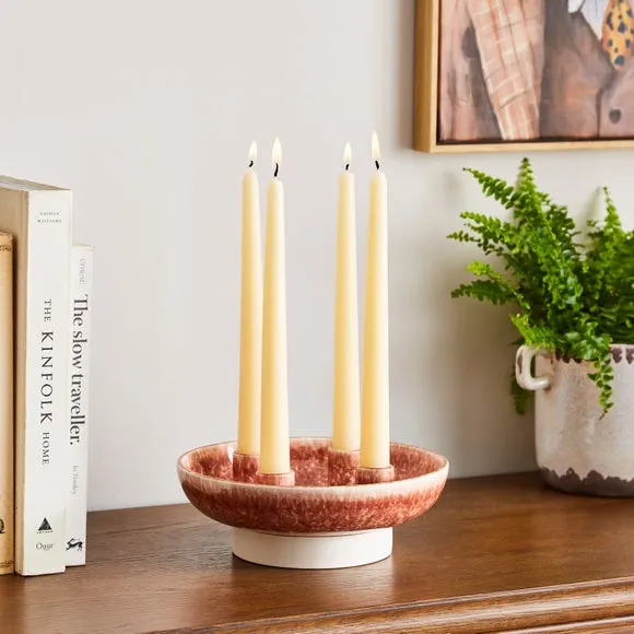 Churchgate Reactive Glaze Terracotta Multi Candlestick Holder