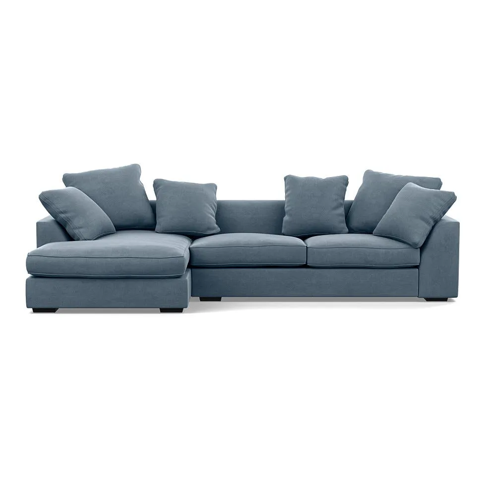 Heal's Cumulus Left Hand Facing Corner Sofa Capelo Linen-Cotton Mineral Black Feet 1