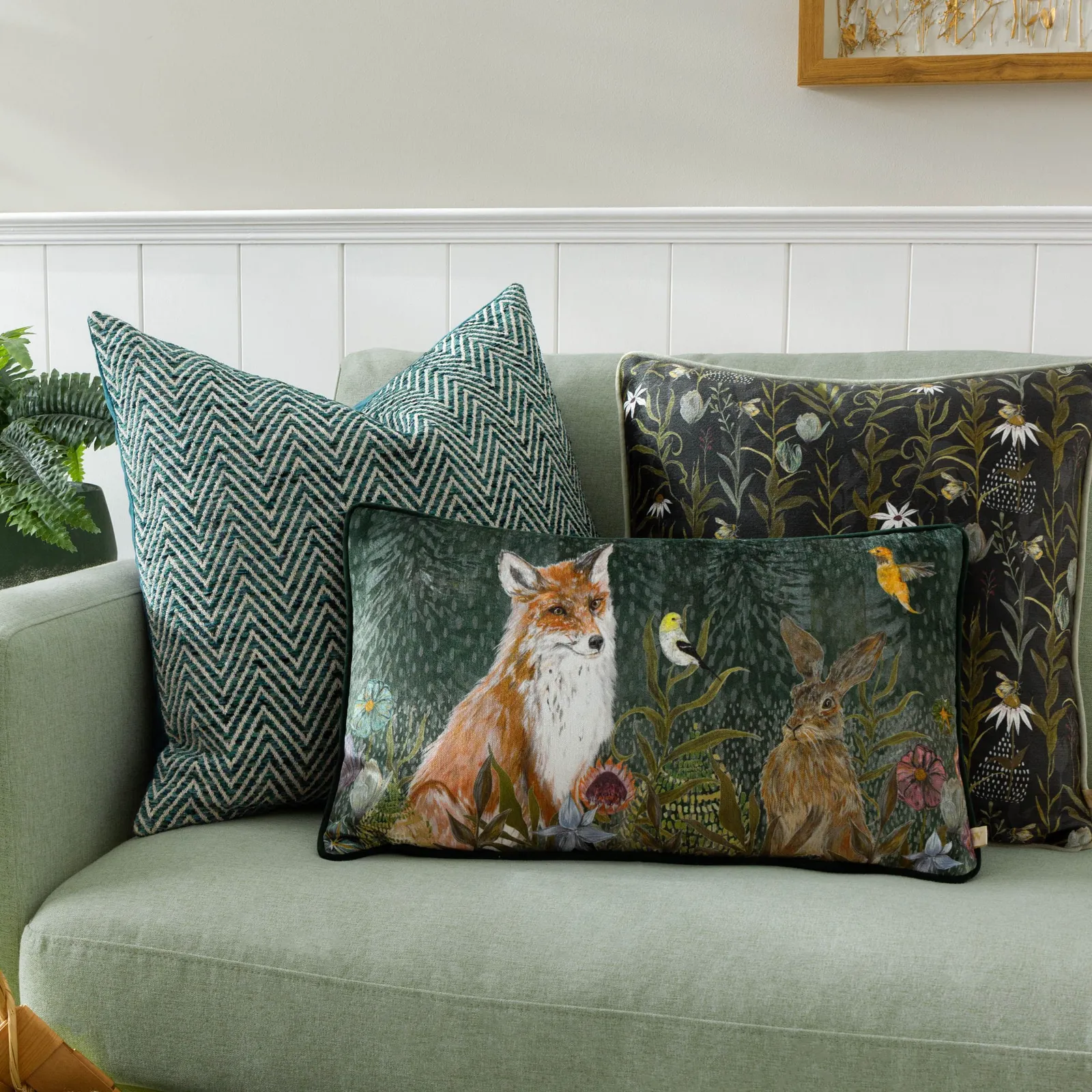 Wylder Croft Twill Woven Cushion in Teal 6