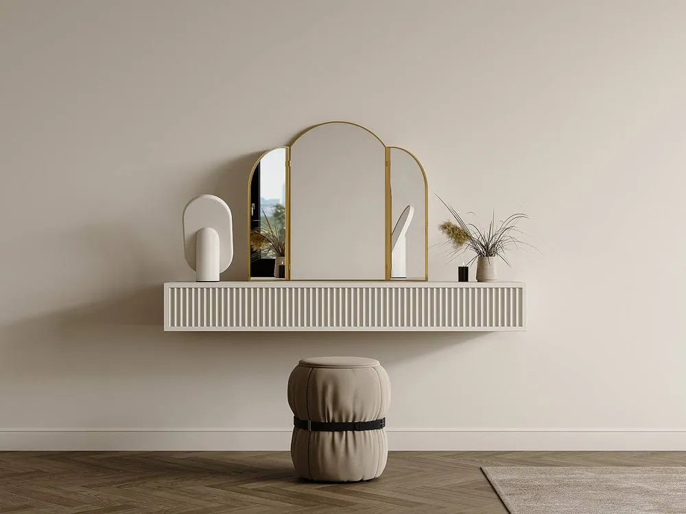 Vente-unique Golden Metal Barber Mirror - L. 85 X H. 70.5 Cm - Golden - QIANA in Gold