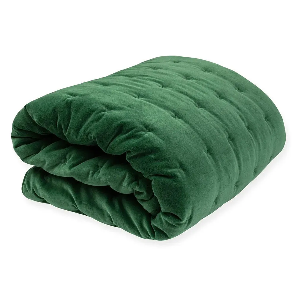 Heal's Velvet Quilt Emerald Green 140 x 200cm 3