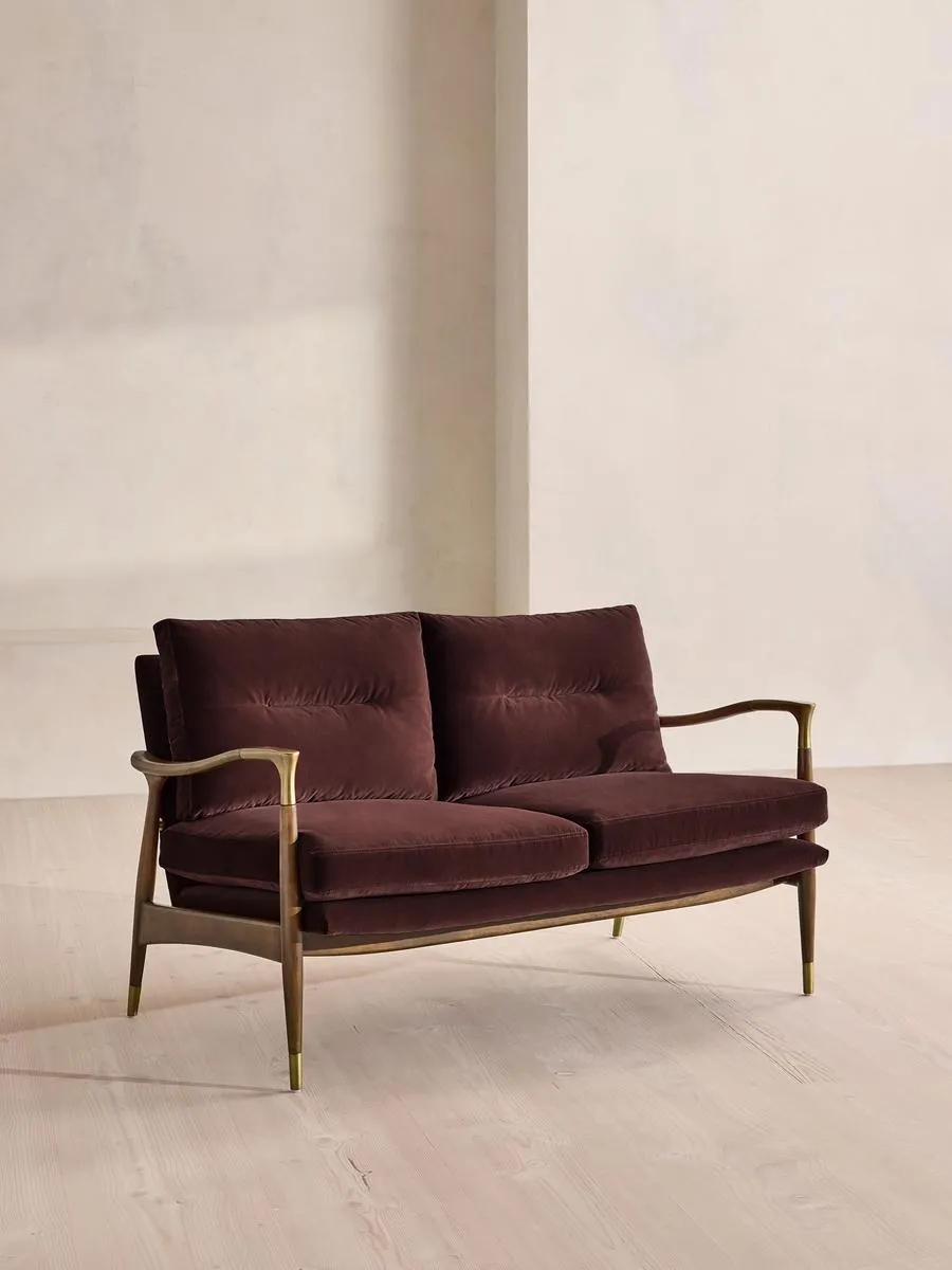 Theodore Two Seater Sofa, Velvet, Aubergine