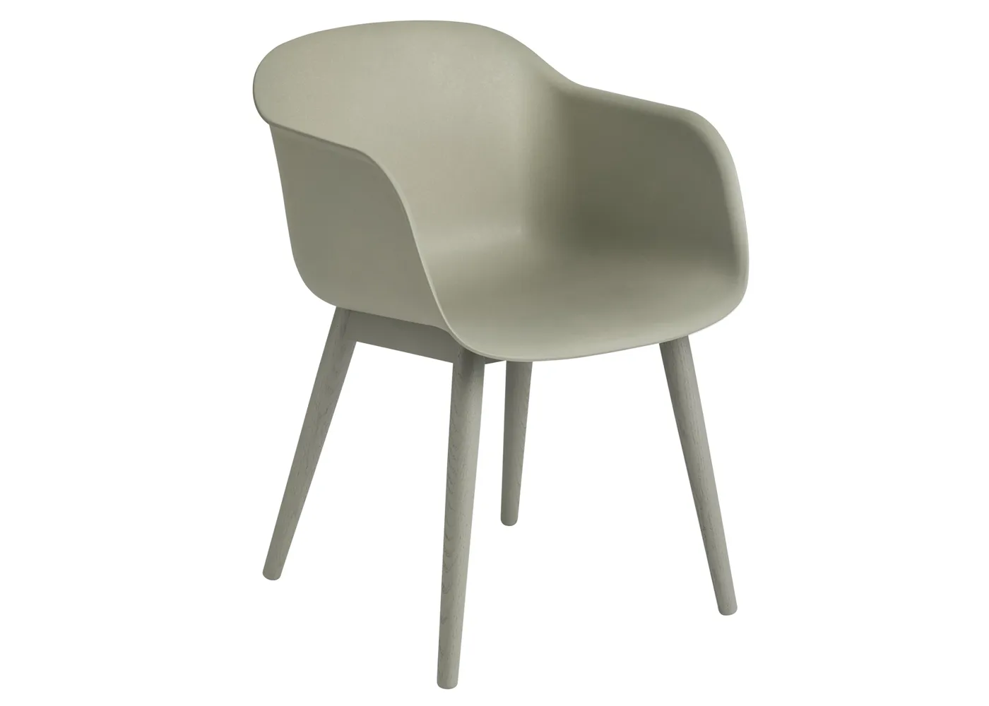 Muuto Fiber Armchair Wood Base Normal Shell Dusty Green 1
