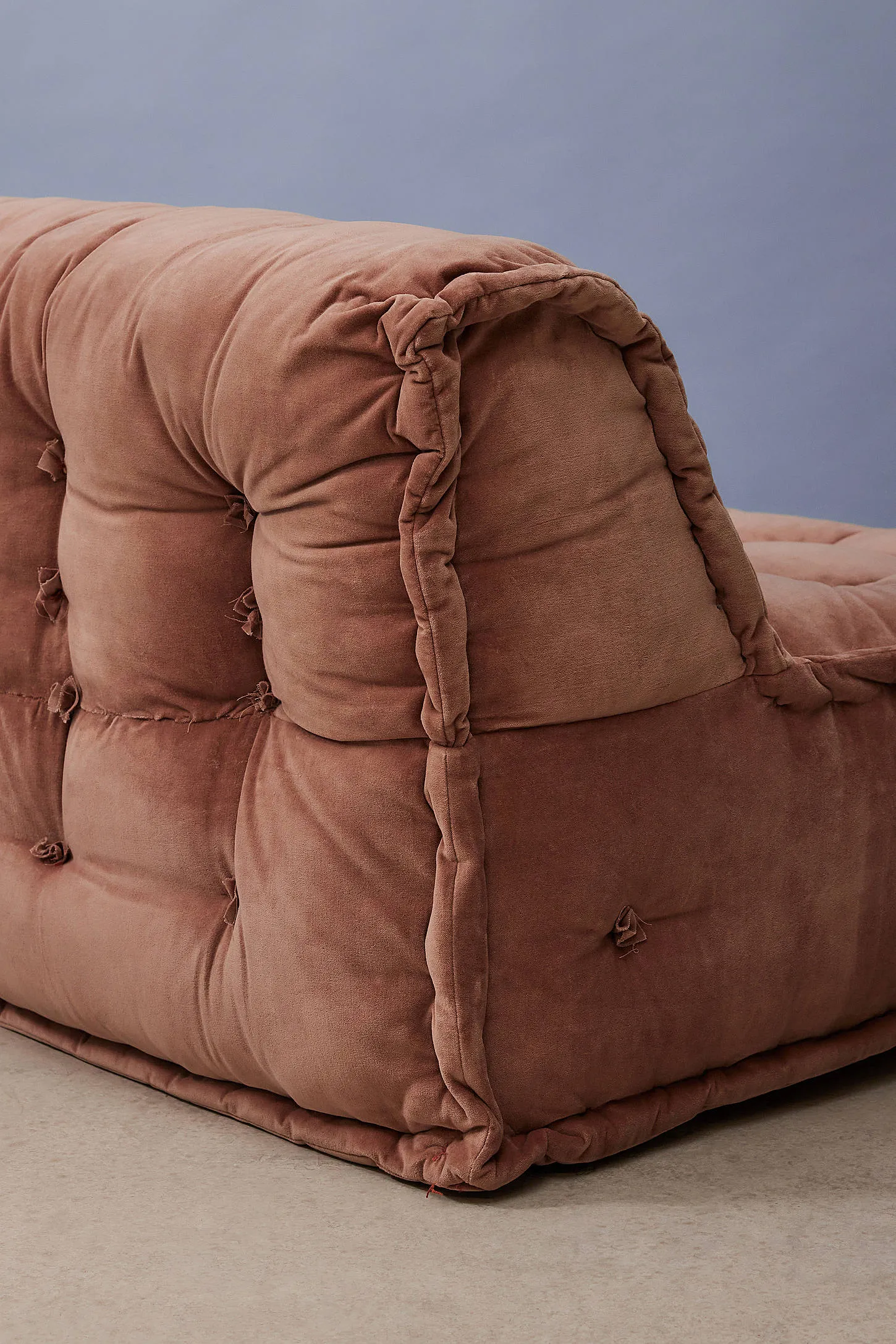 Reema Blush Velvet Two-Seater Floor Cushion - Rose 3