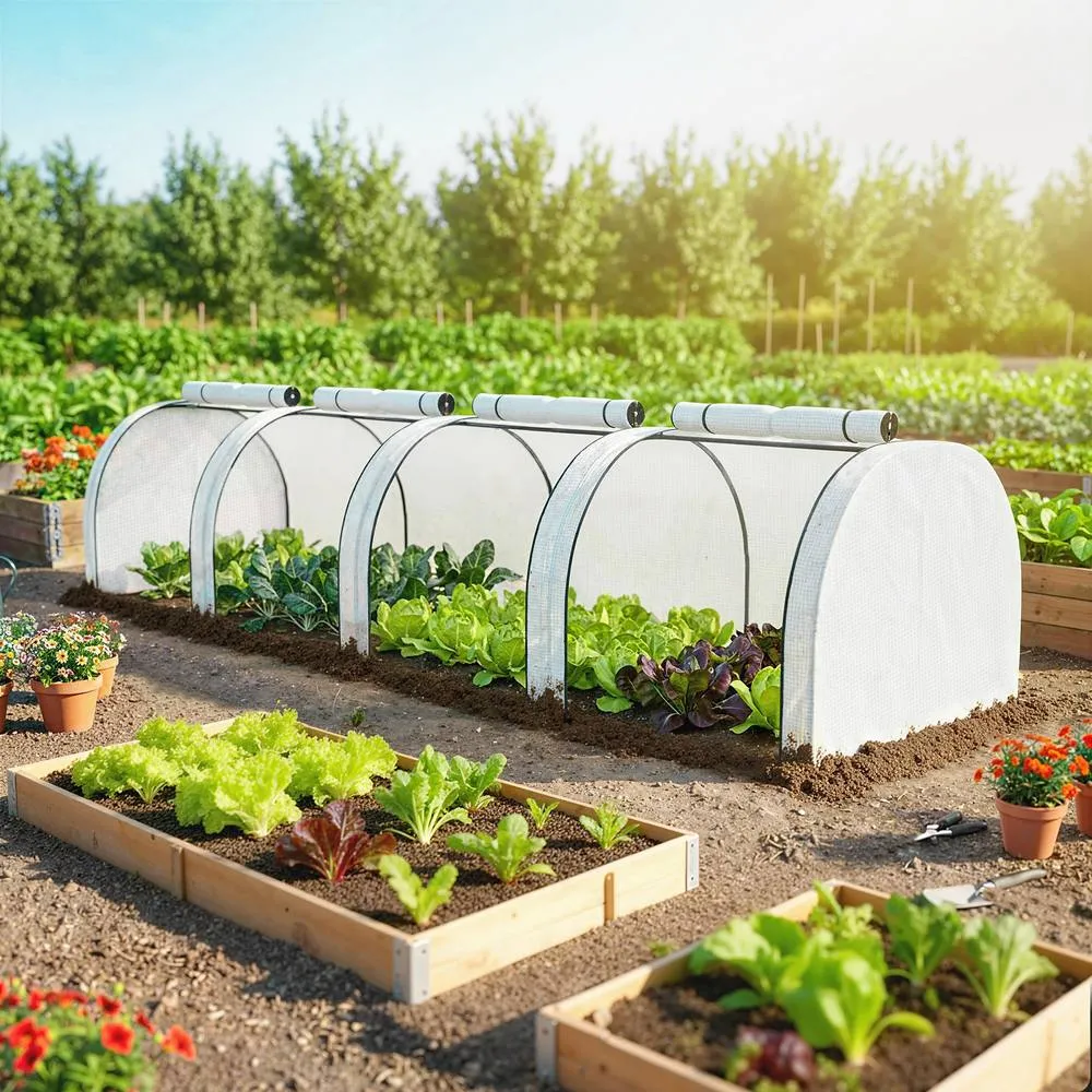 OUTSUNNY Tunnel Greenhouse Steel Frame for Garden w/ Zipper Doors in White 2