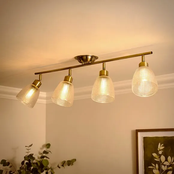 Kibworth Ribbed 4 Light Adjustable Semi Flush Spotlight Bar 2