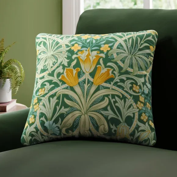 William Morris At Home Woodland Weeds Evergreen Cotton Made to Measure Cushion Cover