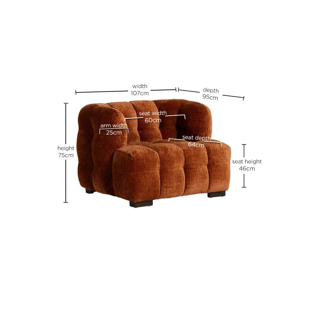 Lenor Textured Fabric Occasional Armchair, Orange Boucle | Barker & Stonehouse 5