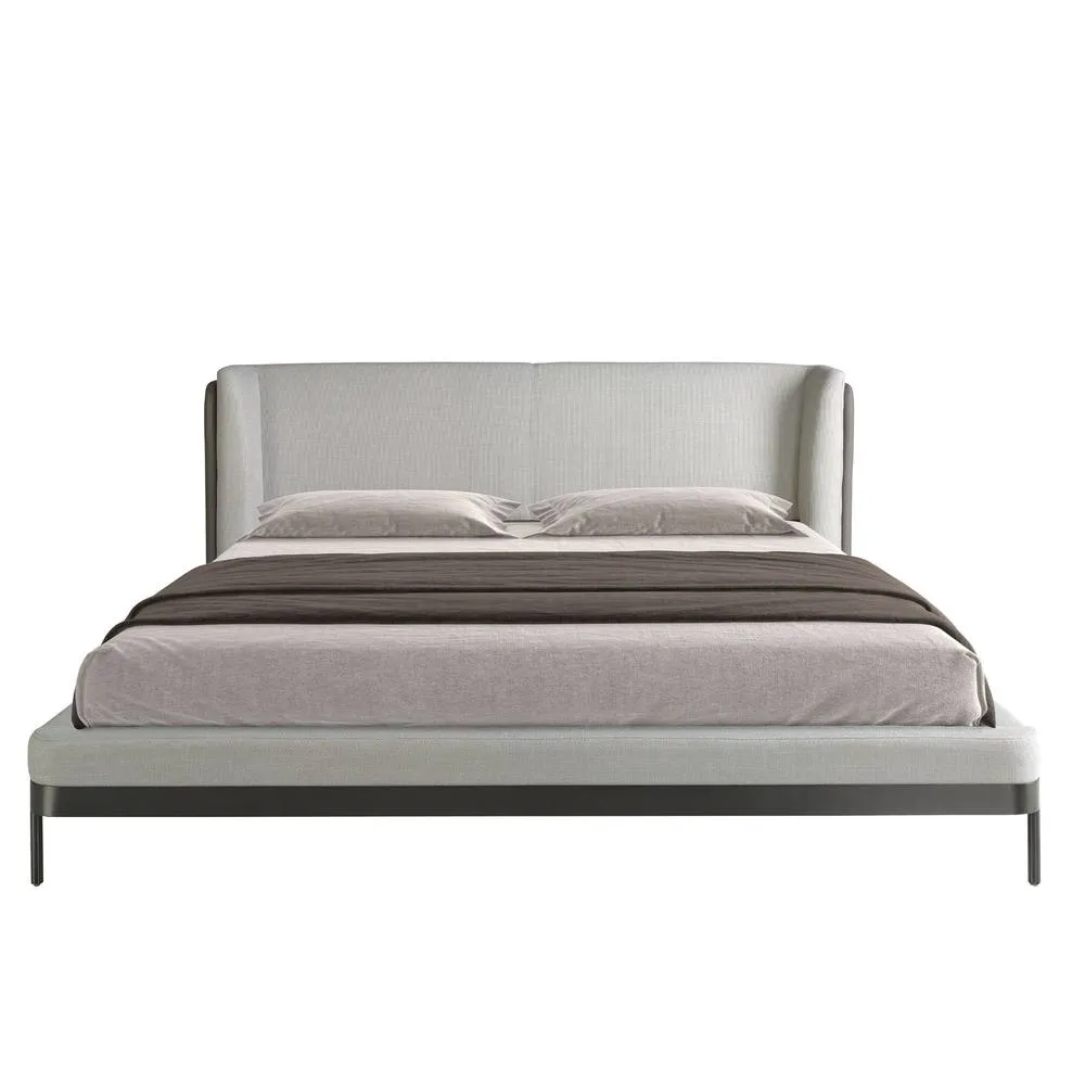 Angel Cerda Double Bed 180x200 cm - Light Grey Fabric with Dark 2