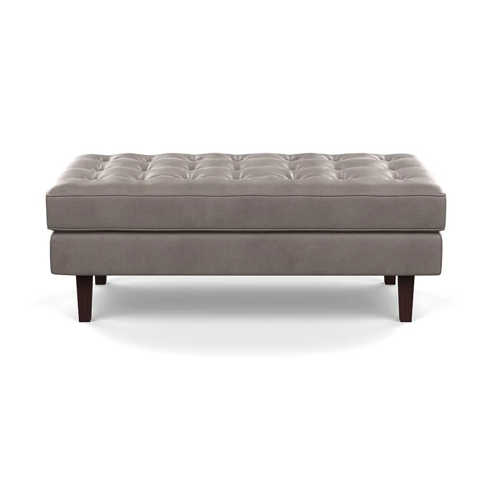 Heal's Hepburn Ottoman Daino Leather Elephant Black Feet