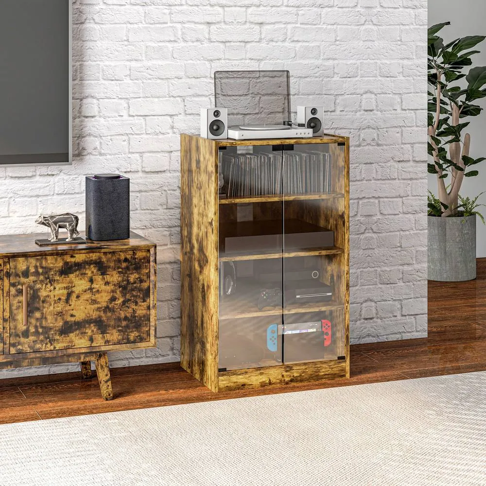 HOMCOM 4-Tier Hi-Fi Stand with Adjustable Shelves, Rustic Brown
