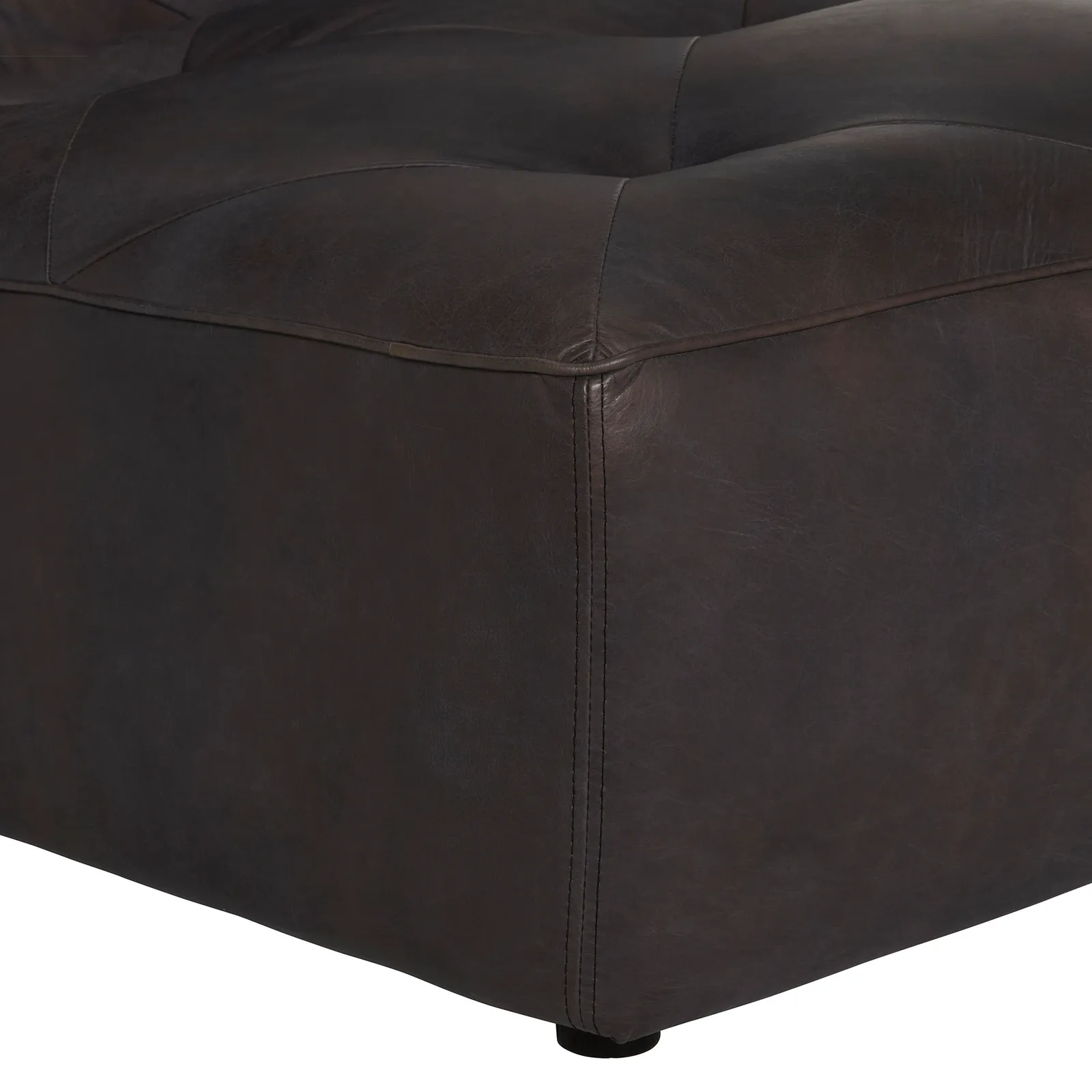 Timothy Oulton Shabby Tufted Sectional 1 Seater Modular Sofa, Black Leather | Barker & Stonehouse 4