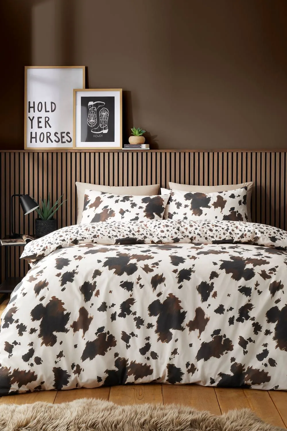 Fusion 'Cow Print' Easy Care Duvet Cover Set in Natural