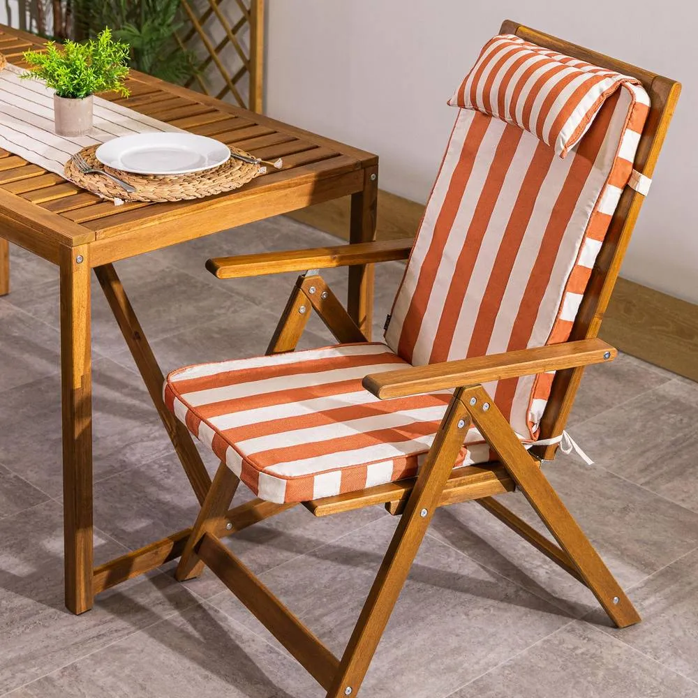 icon High Back Seat Pad Deck Stripe, Cushion, Terracotta