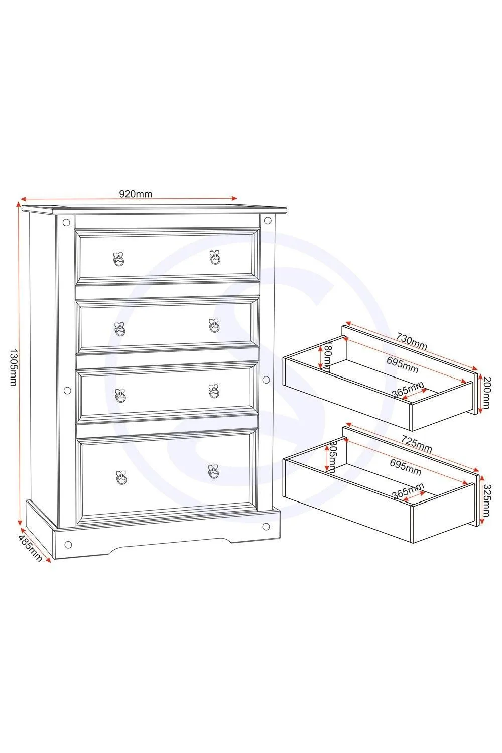 Seconique Corona 4 Drawer Chest in Natural 6