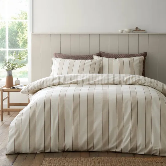 Bianca Fine Linens Regal Stripe 100% Brushed Cotton Duvet Cover & Pillowcase Set