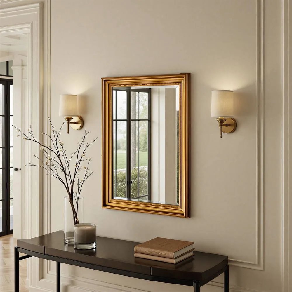 Yearn Mirrors Beaded Classic Gold Framed Bevelled Wall Mirror 3